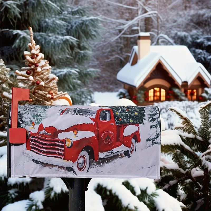 Merry Christmas Mailbox Cover Magnetic Standard Winter Snowflake Decorative Christmas Large Mailbox Wraps Post Letter Box