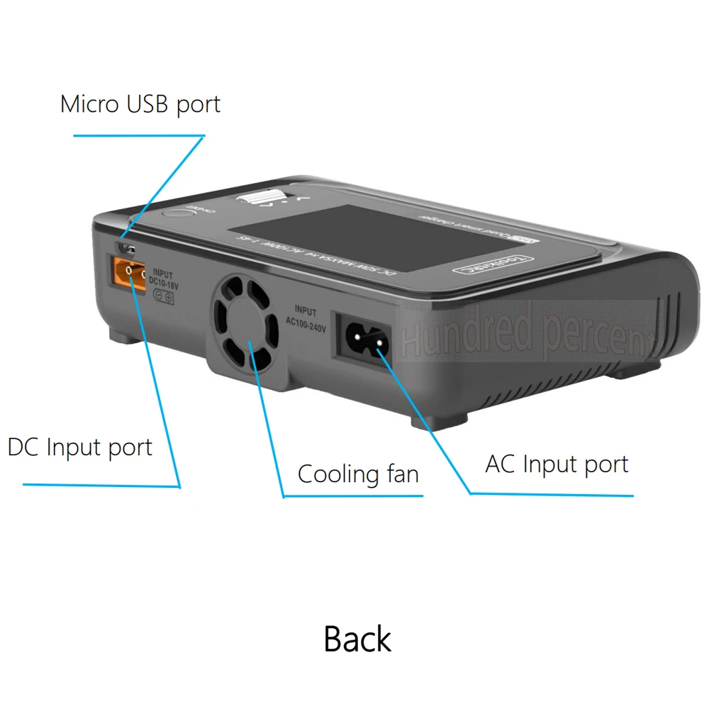 ToolkitRC Q4AC charger XT60 Adapters IPS Bright Clear Wide Angle Display 4x50w 5A AC 100W 4 Port DC Smart Discharger AC DC