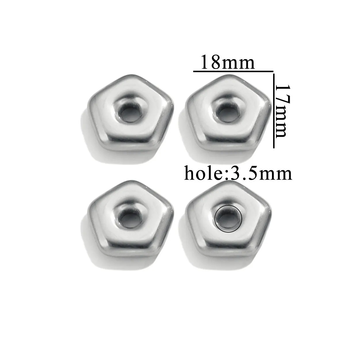 Stainless Steel Love Five-pointed Star Big Hole Hexagonal Separator Bead Titanium Steel DIY Jewelry Necklace 12