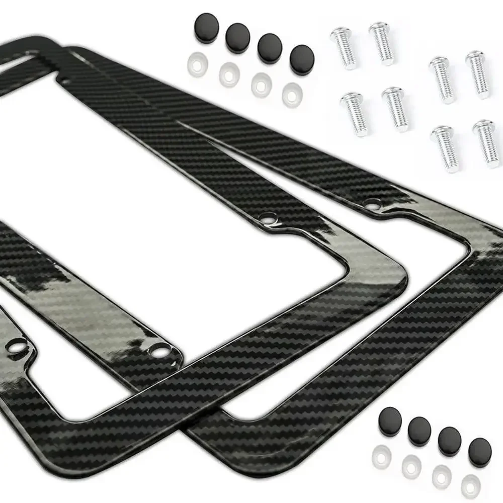 Universal 30*15CM 1/2pcs License Plate Frame Carbon pattern Plastic License Plate Frame Bracket Standard Screw Kits license plate bracket license plate frame license plate holder