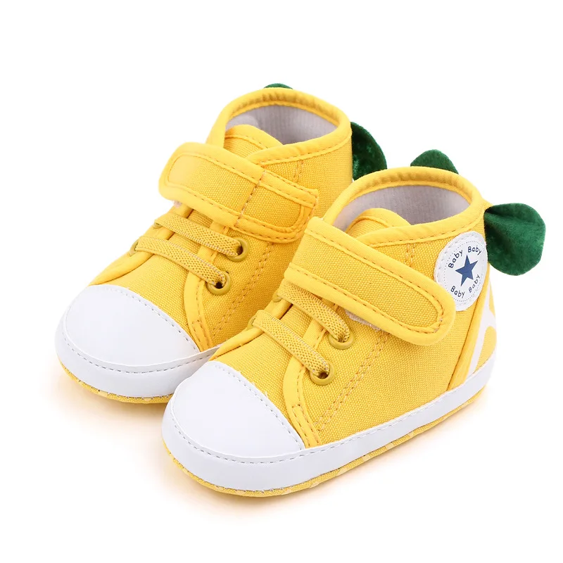 Newborn Baby Boys Girls Canvas Sports Shoes Soft Soled Crib Shoes Anti Slip Sports Shoes 0-18 Months Old The First Walking Shoe 5