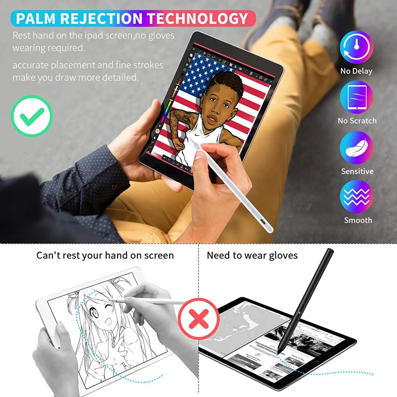 Type-C Charging App Pencil Touch Pen iPad Pencil Apple 2 1 Battery Display Reminder Tilt Palm Reject USB Stylus Pen Ipad Stylus Touch Screen Stylus