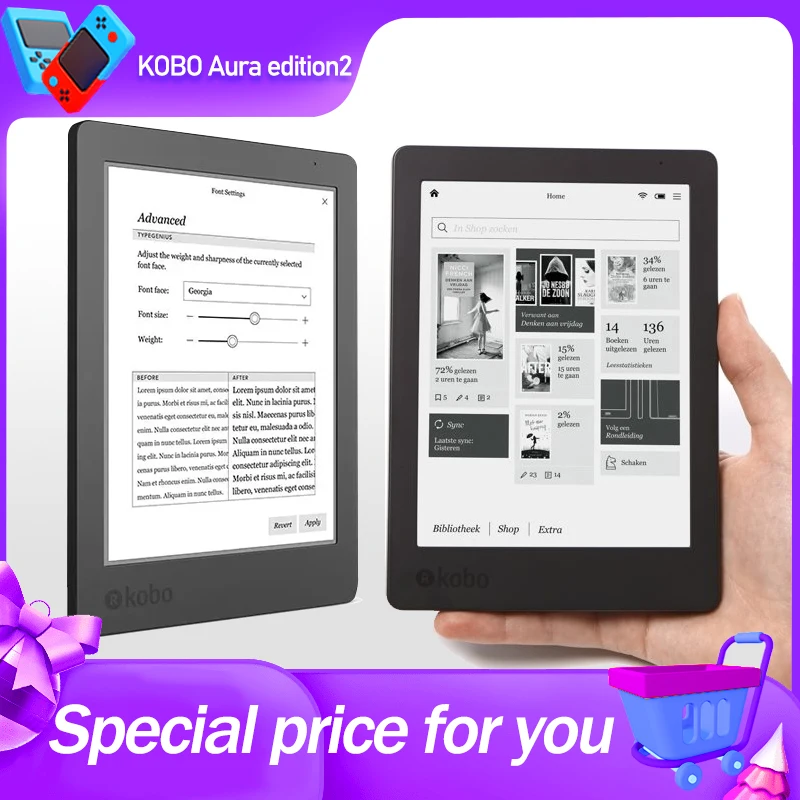 Kobo Aura Edition 2 Ebook reader Carta e-ink 6 inch resolution