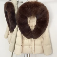 Reality Fur Jacket Real Fur Collar Duck Down Coat Female Winter Hooded Warm Fox Fur Coat Women Natural Raccoon Fur Puffer Jacket - Image 2