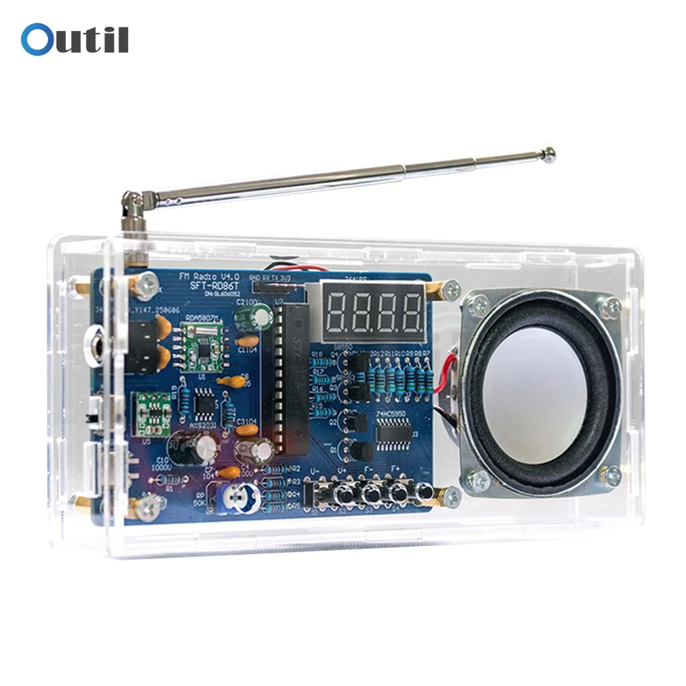 FM Radio Electronic DIY Kit with Digital Tube Display and Microcontroller Learning Assembly