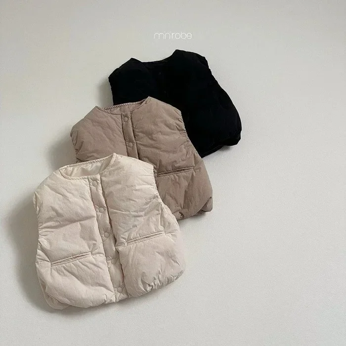 2025 겨울 신상  소녀용 따뜻한 조끼 어린이 민소매 재킷 코트 아동 소년 방풍 조끼 솔리드  캐주얼 의류