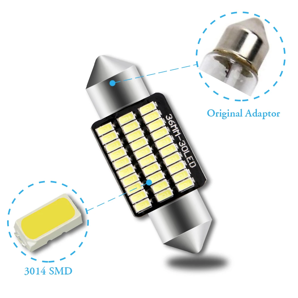 Led ���� Canbus ���� ���׸��� ��� ����Ʈ C10w C5w ���� �ڵ��� ���� 31mm 36mm 39mm 41mm ���� ���� 12V 8000K �� ����