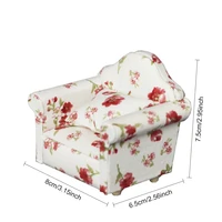 Maison de poupée miniature 1:12, mini-meubles, modèle de scène de salon, ornements de décoration de chambre à coucher, petit canapé floral individuel 5