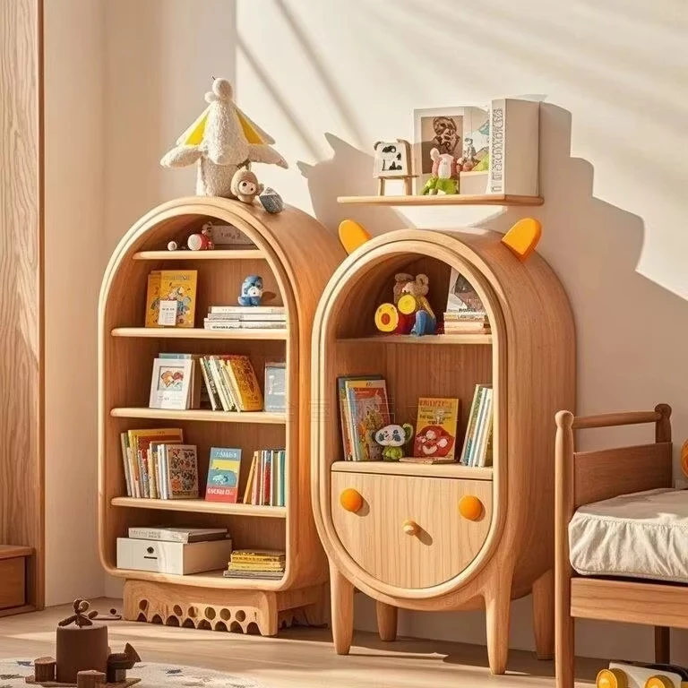 Wooden wind racks for children's books and snacks, arched wooden bookshelves for children's home furniture