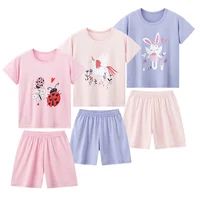 Ensemble 2 pièces d'été pour enfants, confortable et polyvalent, mignon, à manches courtes, pour garçons et filles, ensemble décontracté pour la maison et l'extérieur 6