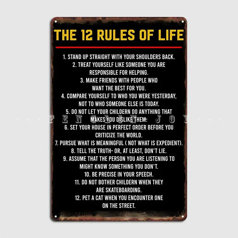 

The 12 Rules Of Life Poster Metal Plaque Retro Pub Garage Plaques Cinema Kitchen Tin Sign Poster
