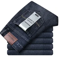 Wthinlee marque droite Stretch classique bleu noir nouveaux hommes d'affaires jean décontracté travail Denim pantalon mâle marque vêtements 3