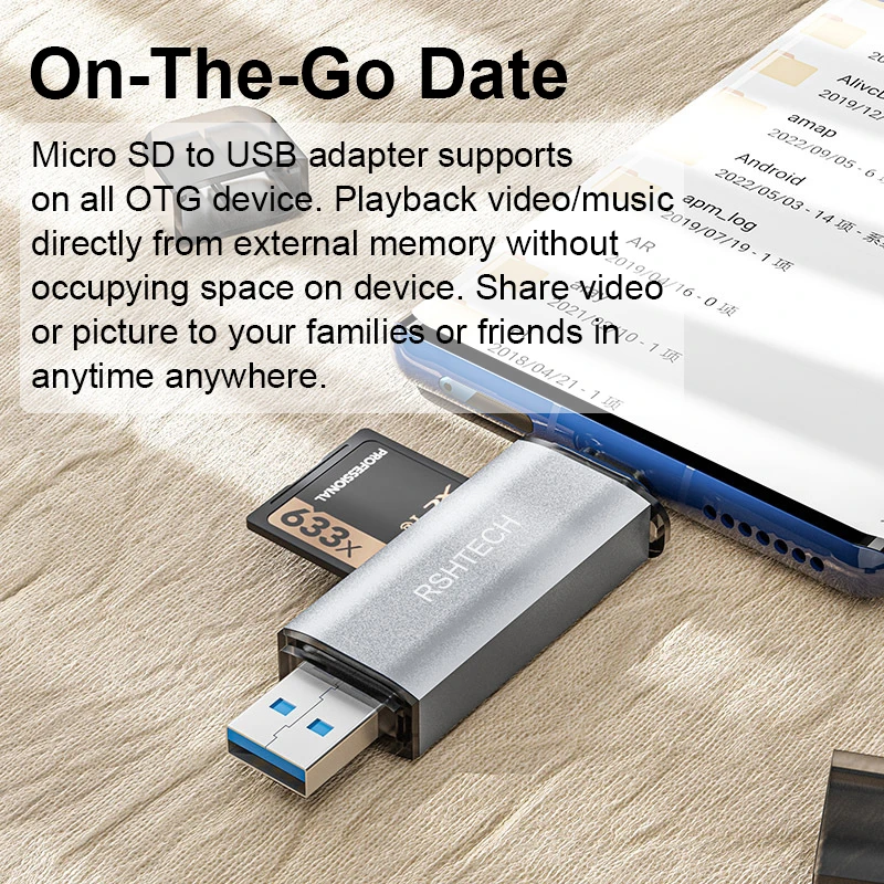 RSHTECH 카드 판독기 5Gbps 데이터 전송 USB C 및 USB3.0-SD MicroSD TF 메모리 카드 판독기 노트북 액세서리 용 SD 카드 어댑터