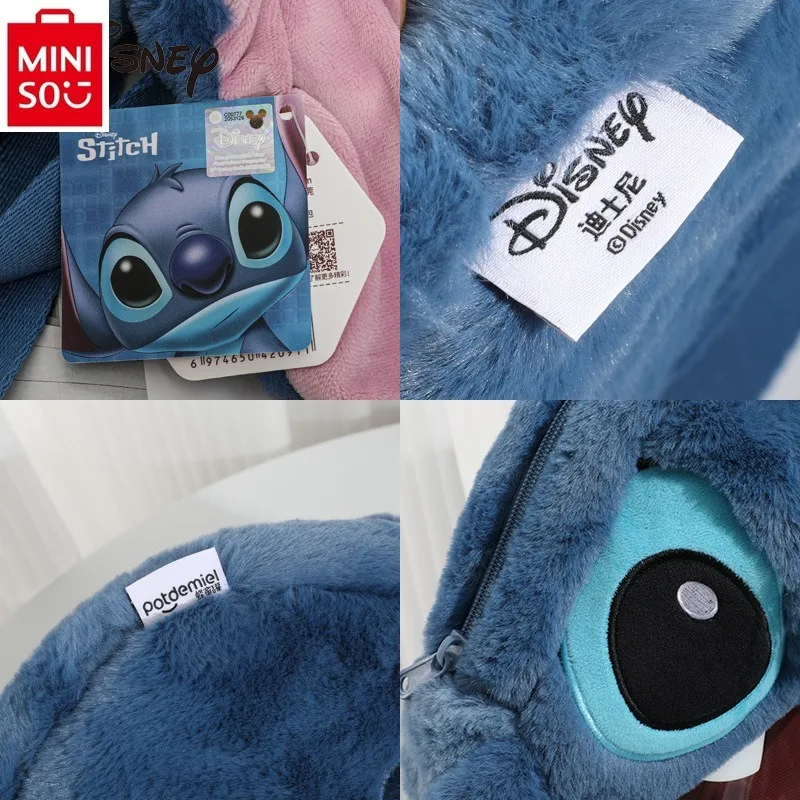 MINISO Disney Cartoon Stitch Plush Decoration Backpack for Women's Fashion, Sweet, Cute, High Quality Storage Phone Bag
