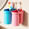 1PC Toothbrush Cup Multi-function Punch-free Toothbrush Holder for Bathroom Wall-mounted Cups Gargle Plastic Products Home 3