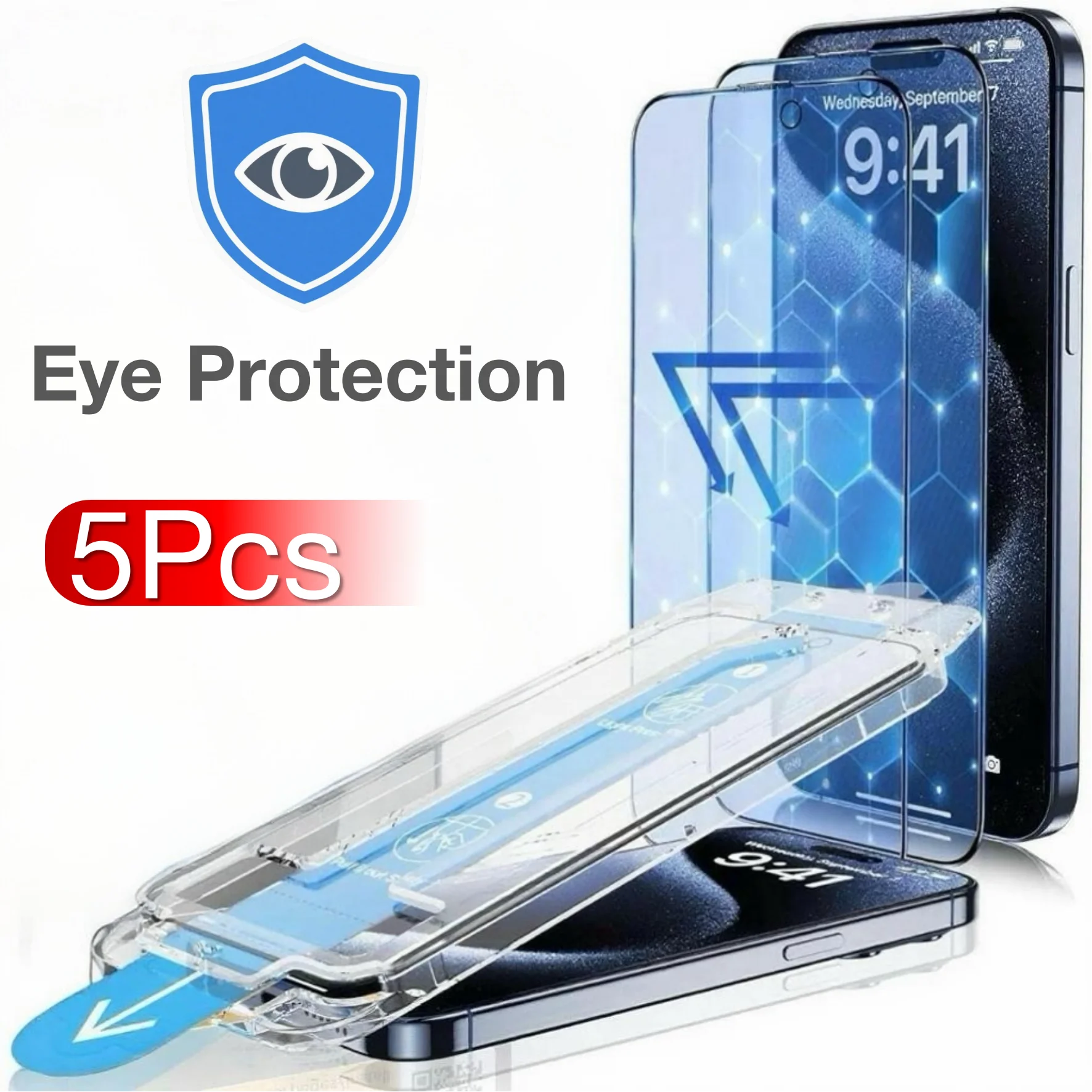 5-Pack Privacy Screen Protector Tempered Glass with Blue Light Eye Protection