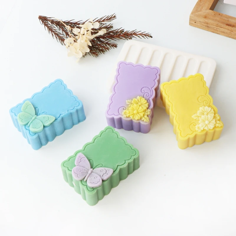 Butterfly Design Soap Silicone Molds Candle Rsin Craft Tools Rectangle Shaped Handmade Making Soap Mould