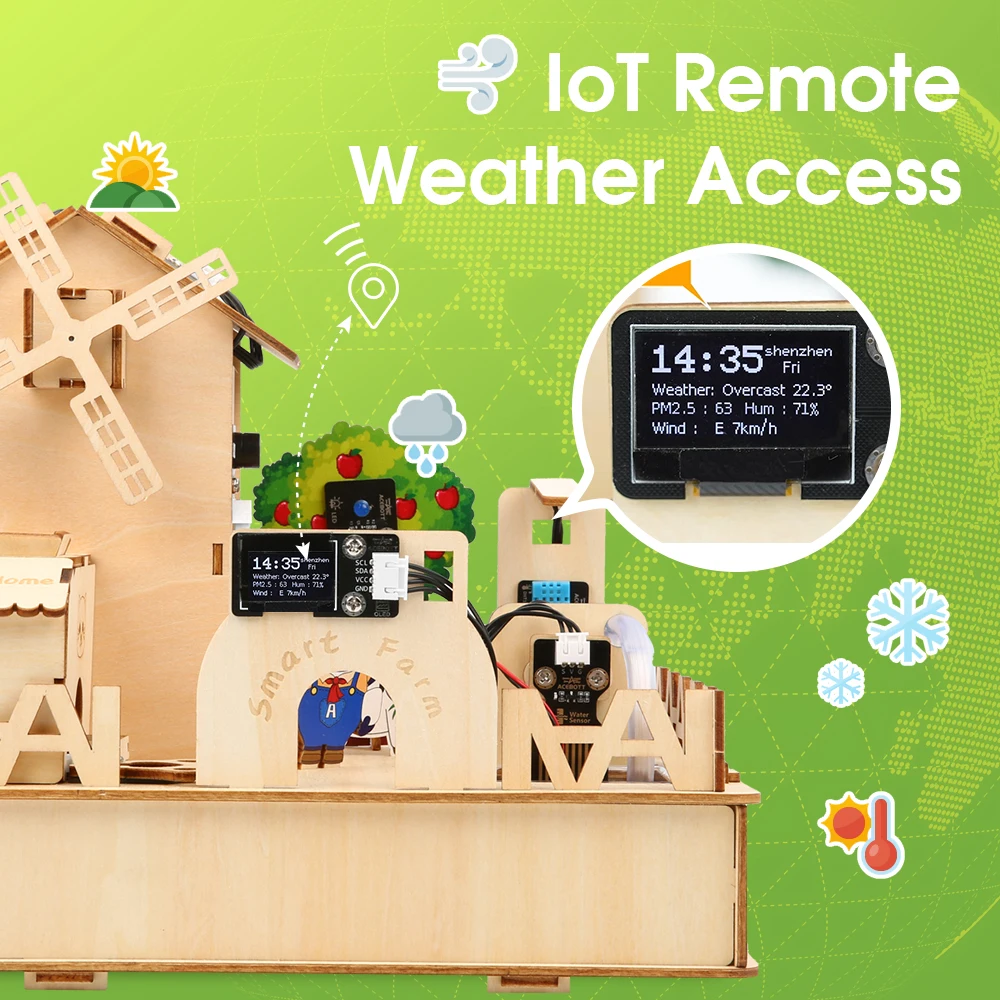 ACEBOTT 아두이노용 스마트 팜 스타터 키트, ESP32 IOT 프로젝트, 목조 주택 스템