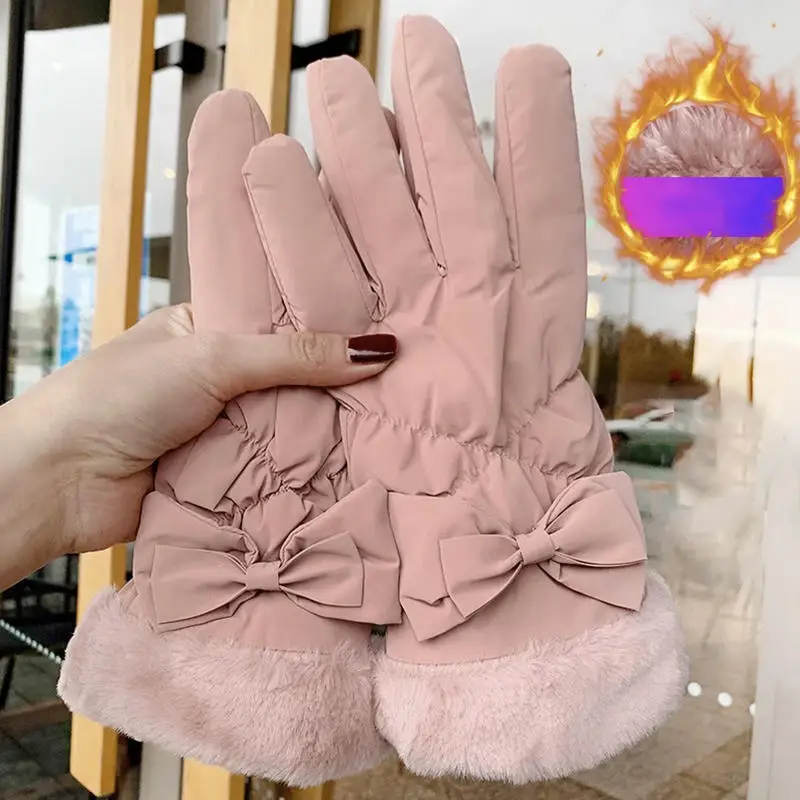 Gloves Women's Winter Riding Ski Warm Plus Thickened Cold Windproof De Gloves For Winter Outdoor Gloves