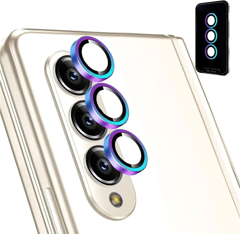 Premium Metal Ring Tempered Glass Camera Lens Protector & Back Cover