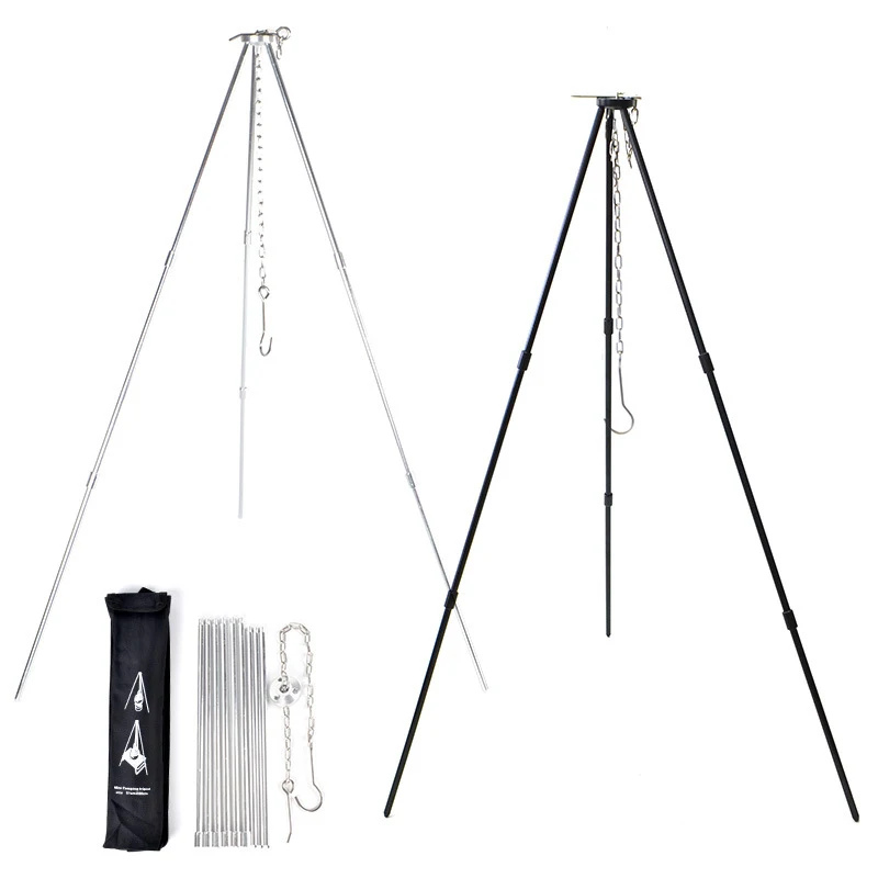Outdoor Camping Bonfire Tripod Portable Triangle Support Lamp Holder