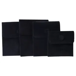 Luxury Velvet Jewelry Pouch with Custom Logo - XL 9.5 x 9.5cm (Black)