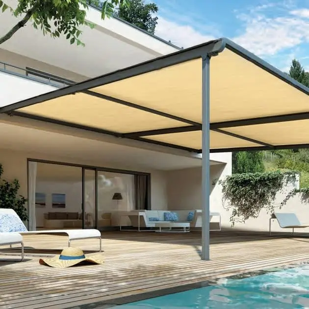 90% Sun Shade Fabric, 8x50ft Sun-Block Net Mesh Shade with Clips for Pergola Cover Porch Vertical Screen, Beige
