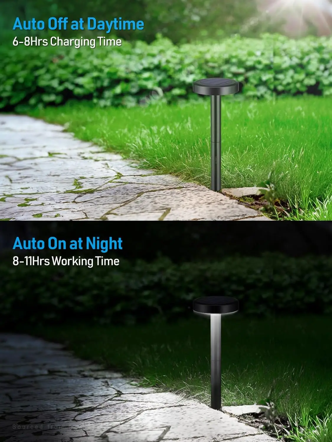 2CCT Solar Landscape Pathway Lights Outdoor Lights for Garden, Sidewalk, 2700K Soft White /4000K Cool White, Pack of 6 2