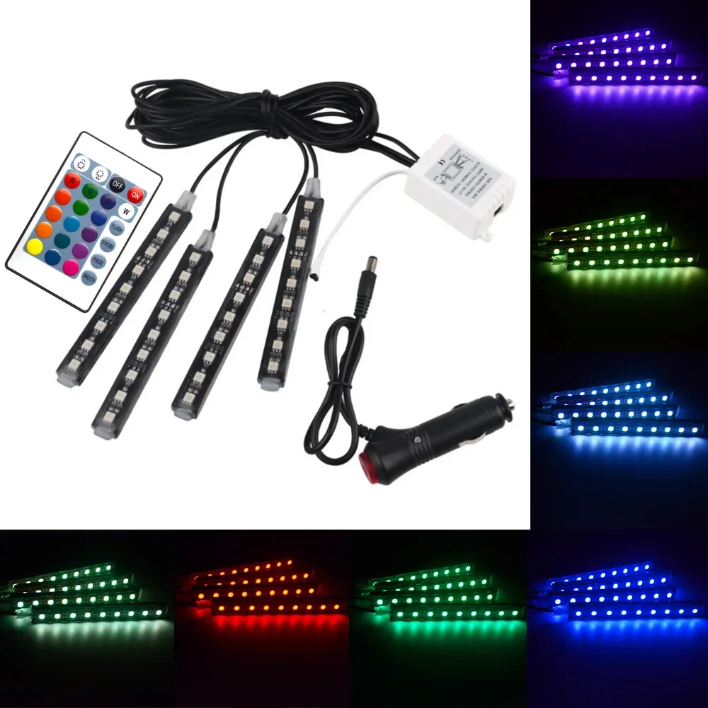 

Светодиодсветильник RGB-лампа для автомобиля, 4 шт.