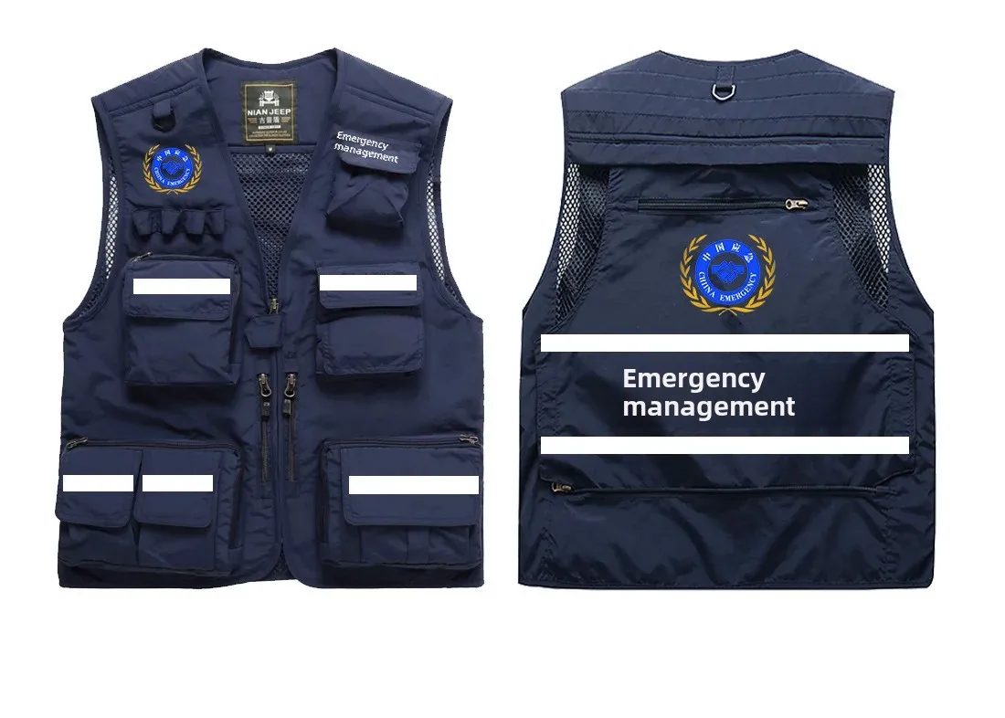 Chaleco reflectante de verano, ropa de trabajo de seguridad, uniforme de equipo de rescate con logotipo impreso, camiseta sin mangas informal aplicable a escenas