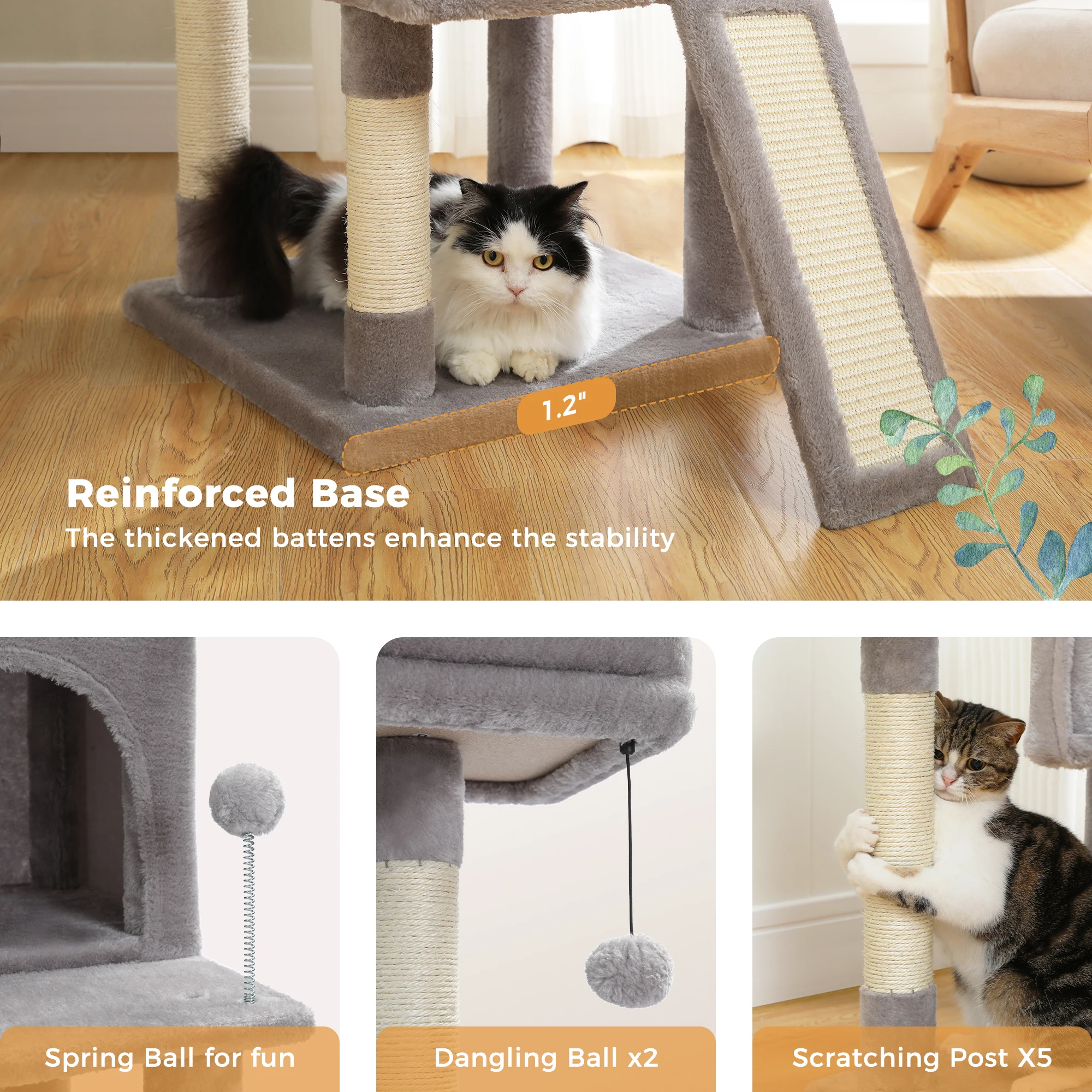 63.8 inch Cat Tower for Indoor Cats Modern Cute Cat 6 63.8 inch Cat Tower for Indoor Cats Modern Cute Cat 6