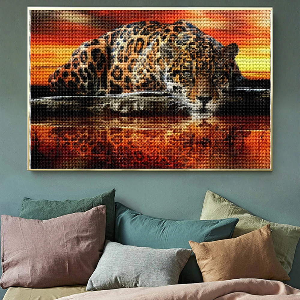 

Cheetah Picture 5D Diamond Painting Animal Full Drill Diamond Mosaic Diy Diamond Embroidery Rhinestones Painting Home Decor Gift