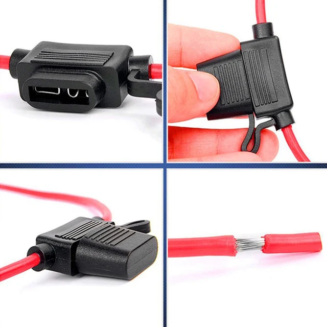 Set 2 Portafusibili Auto ATC Con Cavo Da 6mm&sup2; - Protezione Da Cortocircuito Per Autoradio, Amplificatori E Impianti 12V/24V