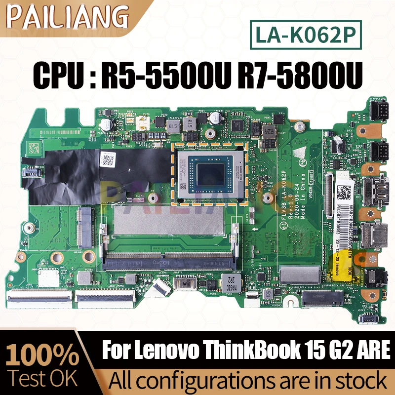 

For Lenovo ThinkBook 15 G2 ARE Notebook Mainboard Laptop 5B21B90106 LA-K062P R5-5500U R7-5800U Motherboard Full Tested