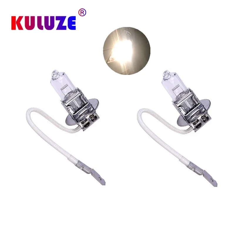 10pcs H3 흰색 투명 석영 유리 전조등 자동차 12V55W 할로겐 전구 안개 램프 3200K 도매