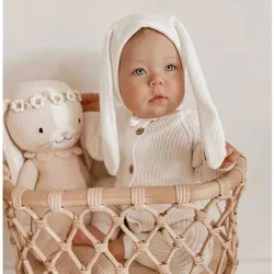 INS-Chapeau gaufré avec oreilles de lapin pour bébé, sangle pour enfants, bonnet à manches, multicolore, photographie pour nouveau-né, populaire