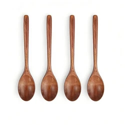 2 - Piece Wooden Kitchen Utensil Set - Cooking, Soup, Tea, Coffee, and Honey Spoons (4pcs Brown)