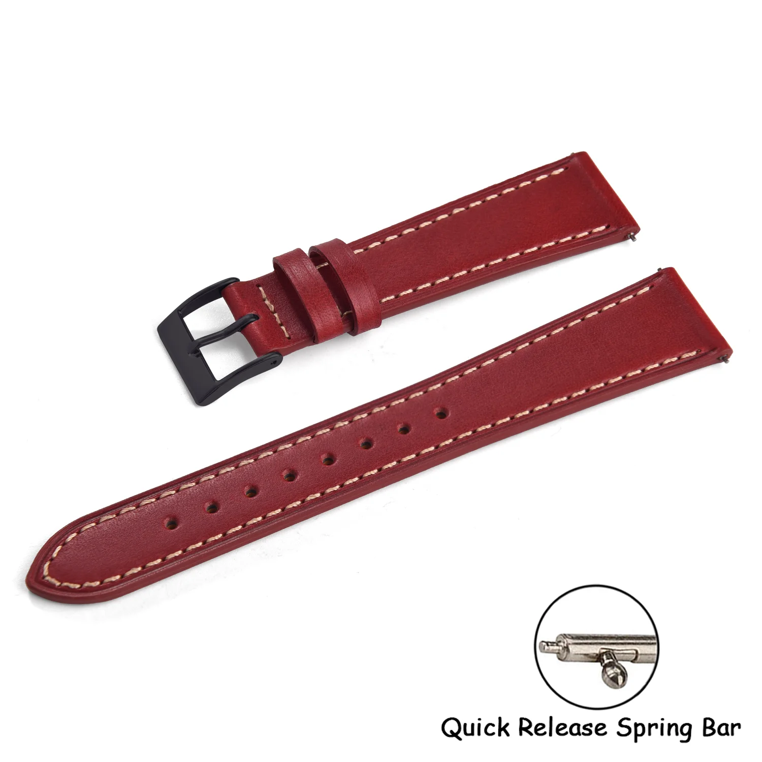 Universal Retro Leather Watch Band - Quick Release Strap