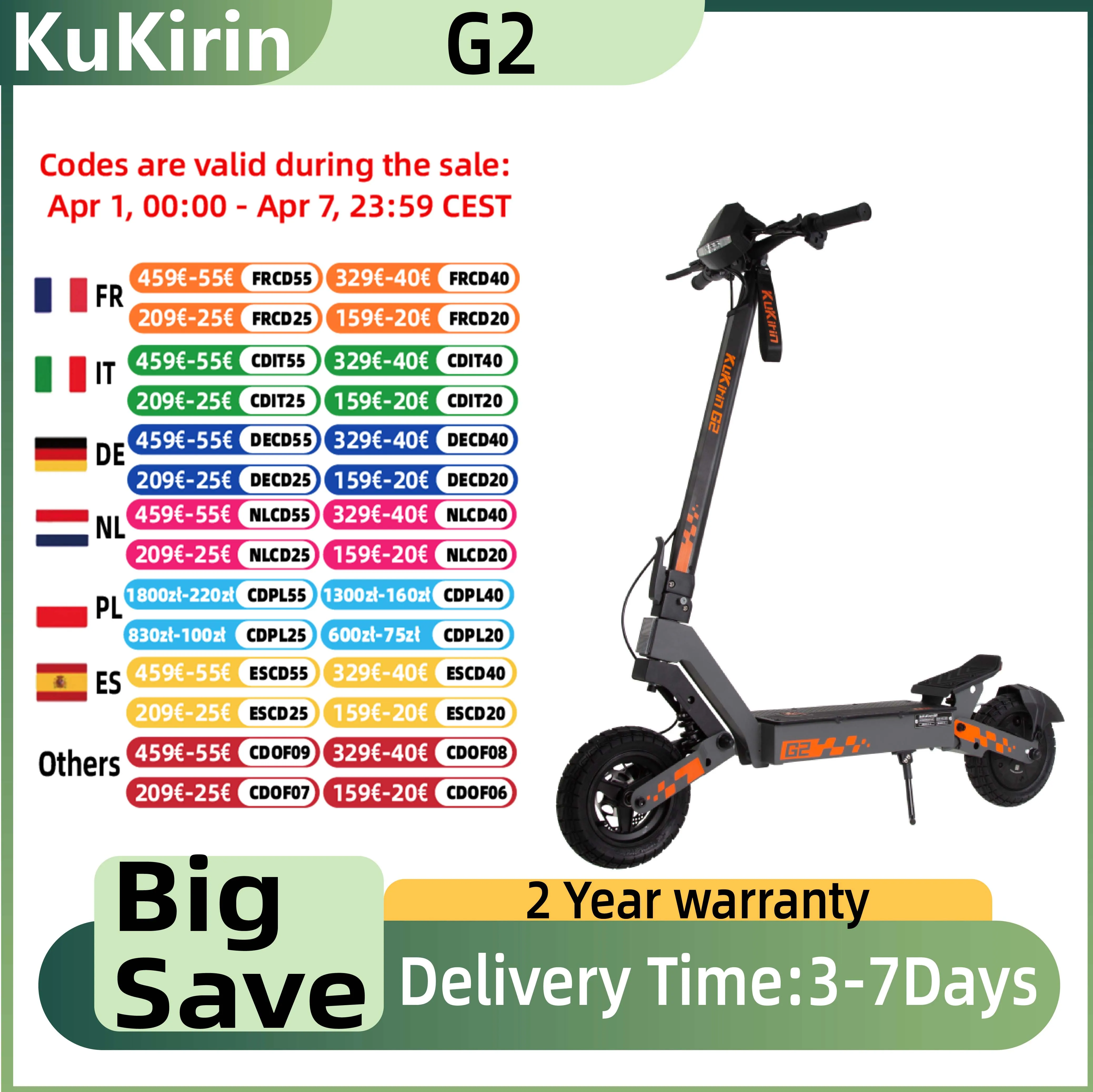 Hulajnoga elektryczna Kukirin G2 2026 z EU za $429.42 / ~1598zł