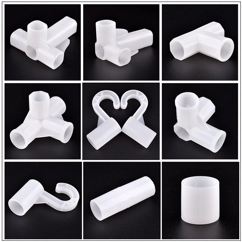 2~20Pcs Tee Four Way Plant Support Connector Inner Dia16mm Water Pipe Joint Shelf Tent Fixed Fittings DIY Yard & Garden Decors