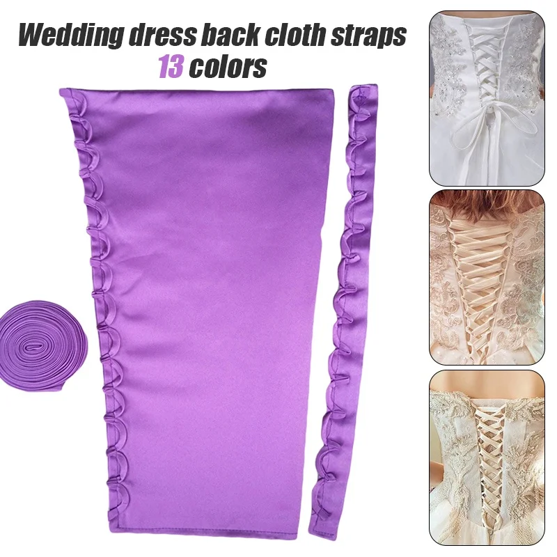 Women Lace up Wedding Dress Satin 3 pcs One Set satin corset clothing auxiliary fabric