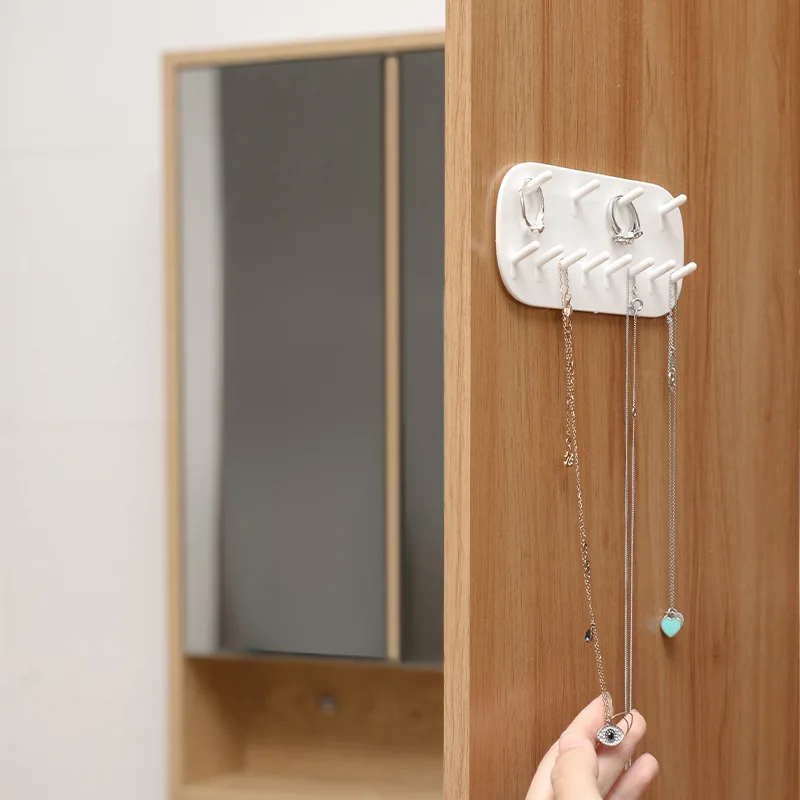 Jewelry Storage Hook - Ring, Earring, Necklace, Bracelet Storage Wall-Mounted Non-Piercing Hanging Rack for Home Use, Seamless a