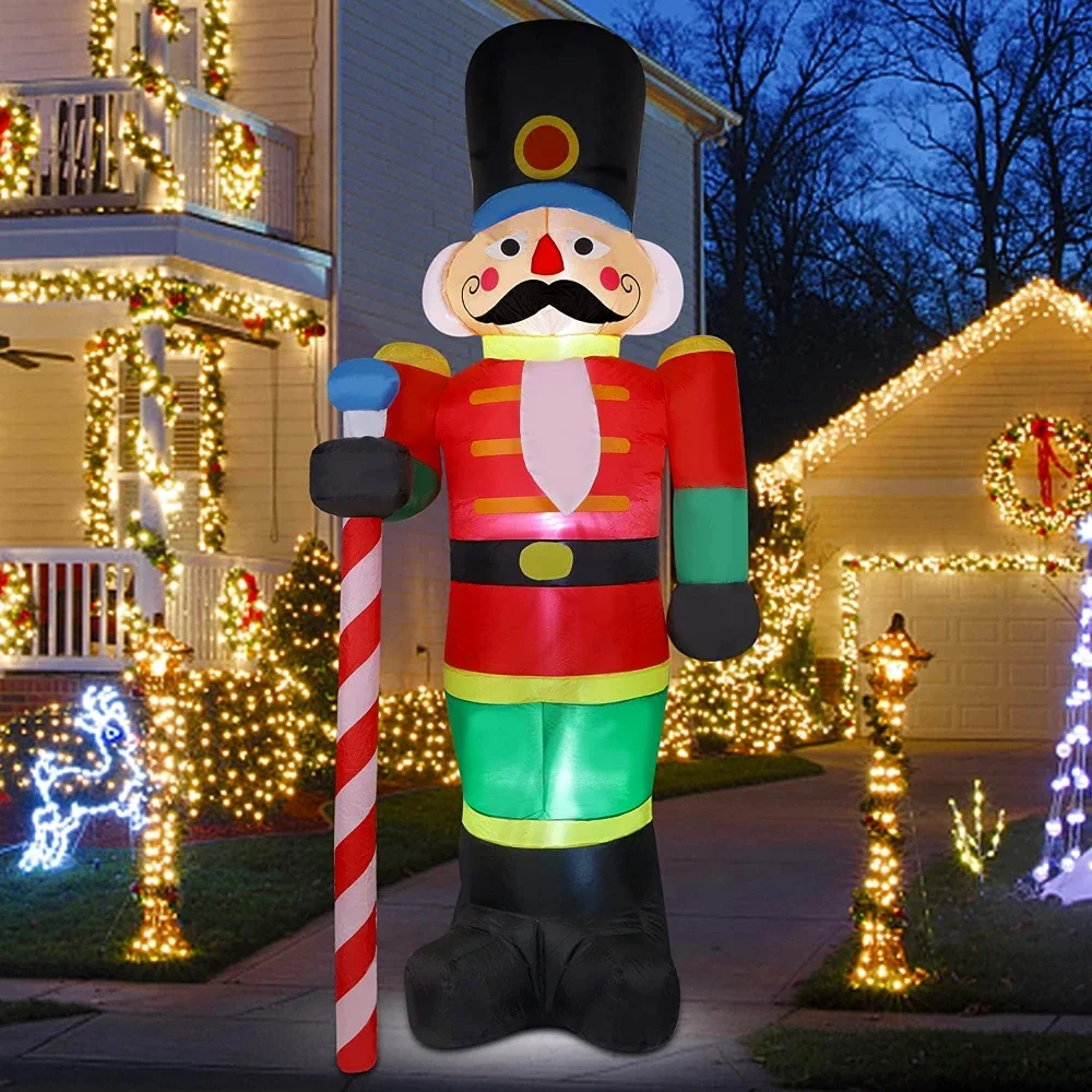 

Christmas Inflatable Nutcracker Soldier Outdoor Decoration LED Light Santa Claus Soldier Blow Up Toy Yard Lawn Xmas Party Decor