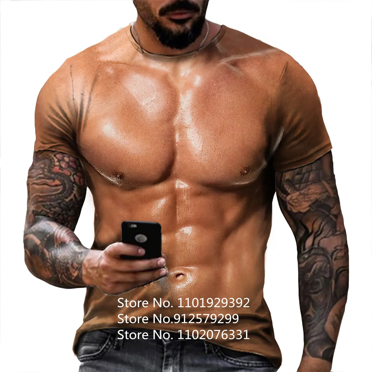 

2023 Men's Fashion Funny Muscular Men T-Shirt 3D Printing T Shirt Sports Casual Round Neck Short Sleeve Muscle TShirt