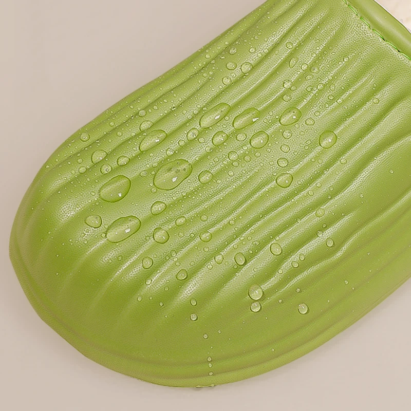 New Waterproof Cotton Slippers for Women Indoor Non Slip Fleece Lining Warm Home Slides Woman Comfort Soft Sole Couple Shoes