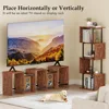 6-Tier Bookshelf, Tall S-Shaped Geometric Bookcase, Industrial Freestanding Display Shelf Unit, Wood Divider for Living Room 4