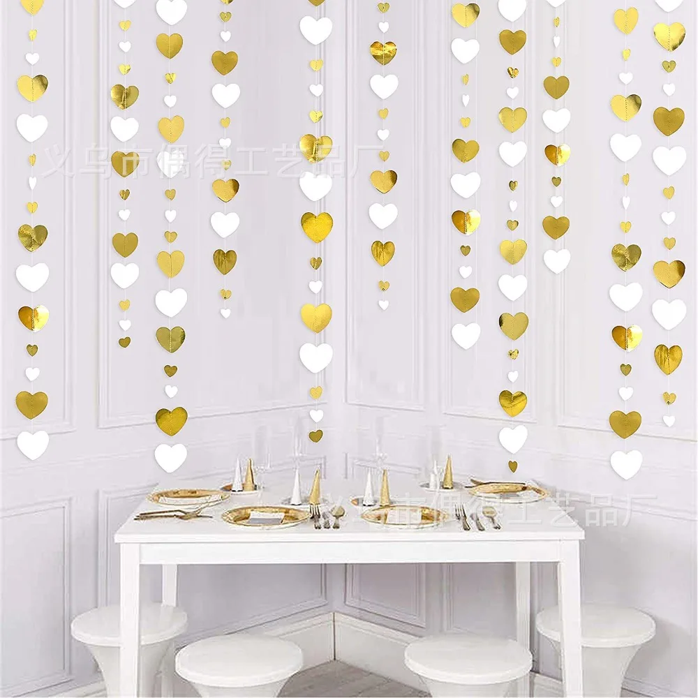 Rose Gold 4m Heart Paper Streamers Hot Stamping Wedding Card Confettis
