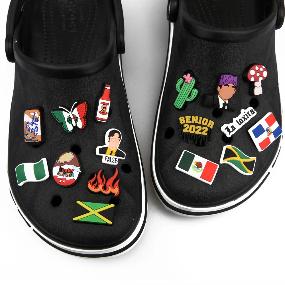 Mexican Women Croc Shoe Charms Jamaica Mexico Flag Shoe Decorations Burger Drink Snake Food Bracelet Accessories Best Friends