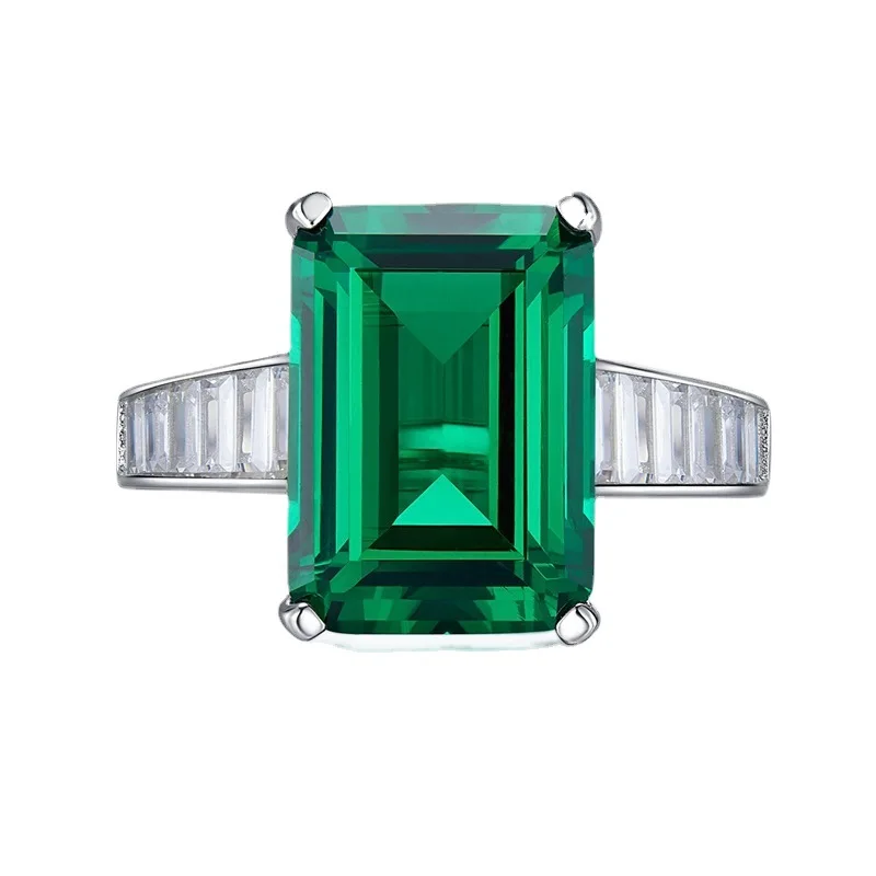 2023 Nuovo Anello In Argento 925 Vintage Con Diamanti Smeraldo Anello 10*14, Moda Europea E Americana Versatile