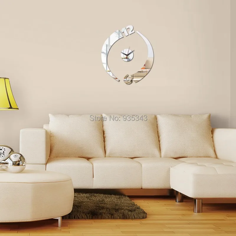 Creative Simple Modern Watch Quartz Wall Clocks Home Decoration Acrylic Mirror Sticker 3D DIY Living Room Art Mural